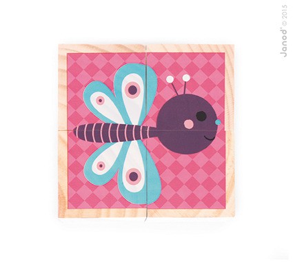 Janod Klocki Drewniane Puzzle 6w1 Zwierzątka 18m+