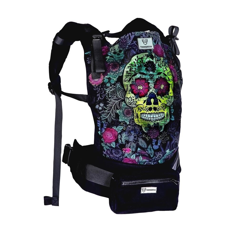 Tarabanik, Nosidło ergonomiczne czarne złoty pas czarny czaszka