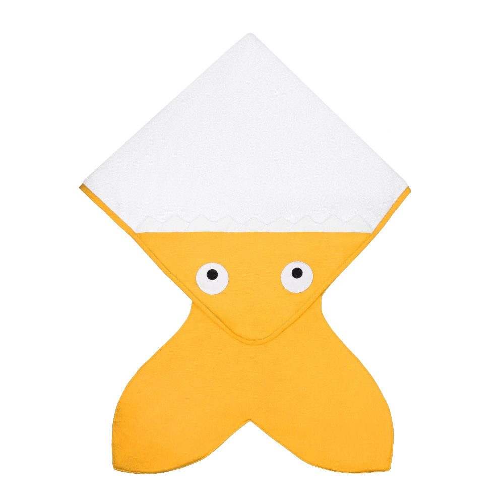 Baby Bites, Ręcznik z kapturkiem Shark 75 x 75 cm Mustard