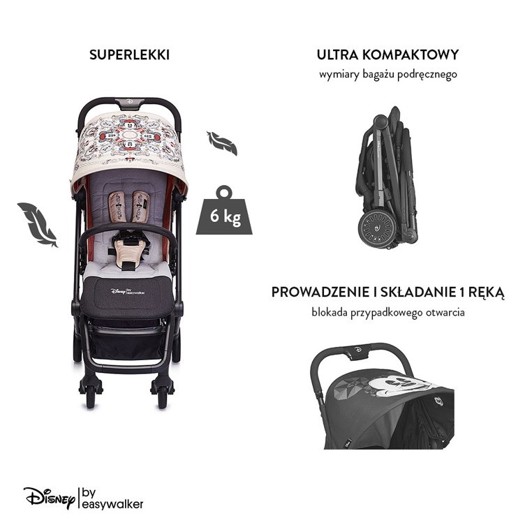 Easywalker, Disney by Easywalker Buggy XS Wózek spacerowy z osłonką przeciwdeszczową Minnie Ornament