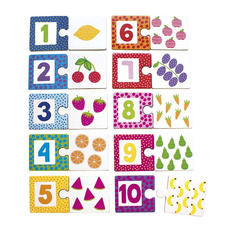 JaBaDaBaDo Drewniane Puzzle Cyferki 1-10 Edukacyjne 2+