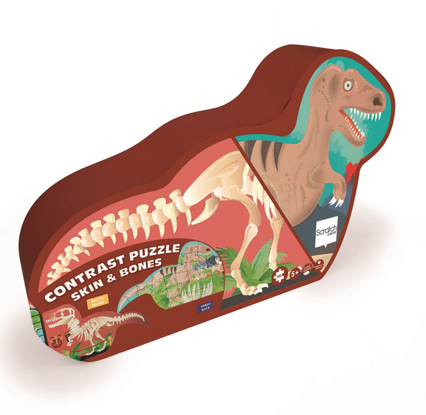 Scratch Puzzle Dwustronne XL 100el Dinozaury 5+