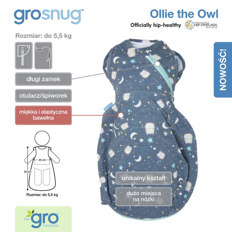 Gro Company Otulacz Grosnug Ollie the Owl 0-3m
