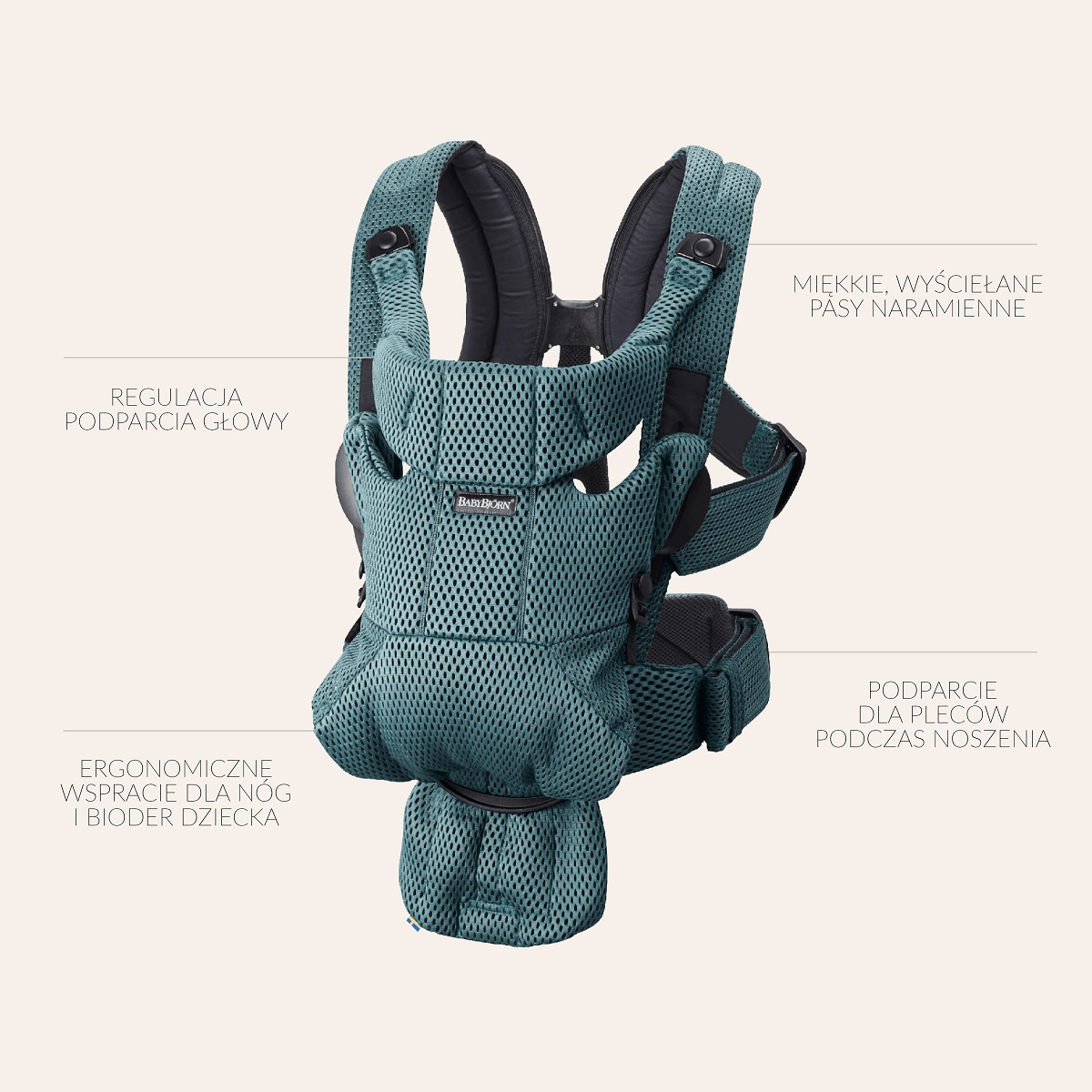 BabyBjorn Nosidełko Move 3D Mesh Zielone 0–3 