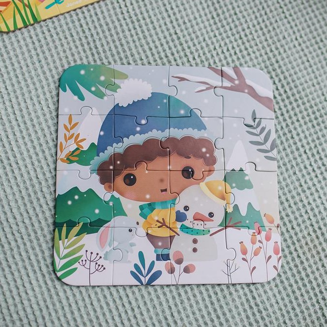 Janod Puzzle Pory Roku 4 Układanki 6-16 el. 3+