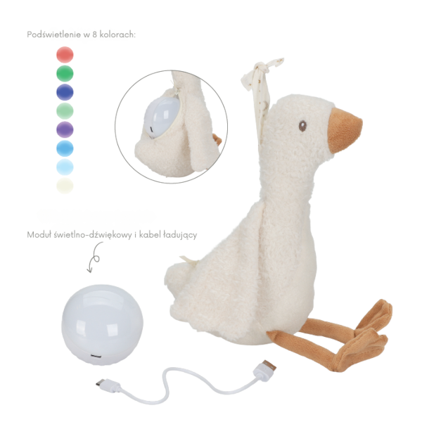 Little Dutch – Gąska interaktywna Newborn Naturals – przytulanka z lampką i dźwiękiem 0+
