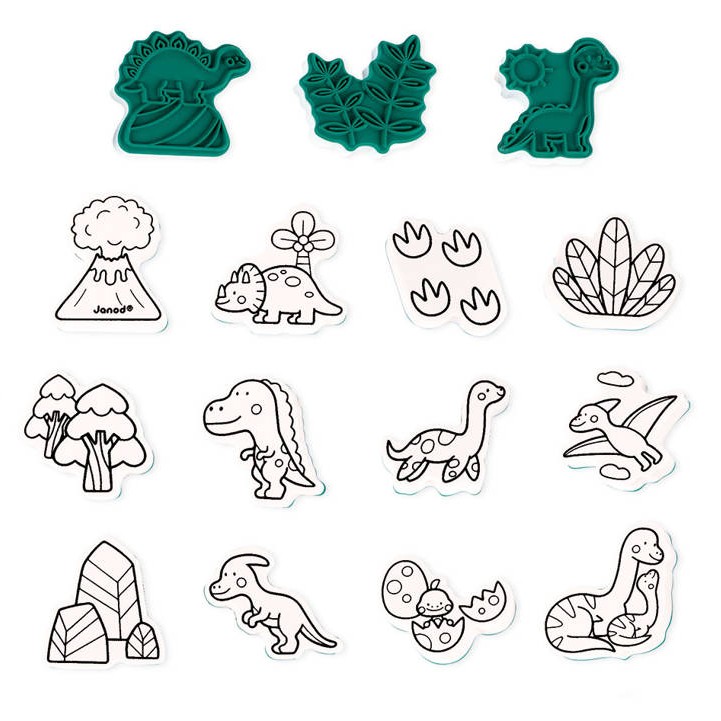 Janod Zestaw Kreatywny Stempelki Dinozaury 18m+