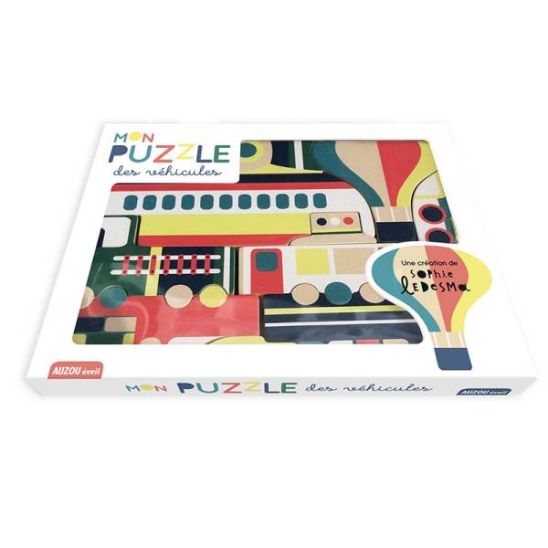 Auzou, Puzzle drewniane Pojazdy