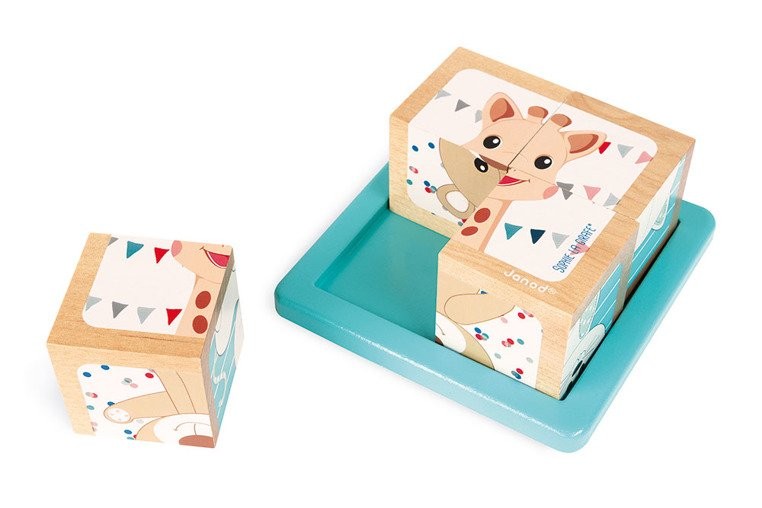 Janod Puzzle Klocki 6w1 Żyrafka Sophie 12m+