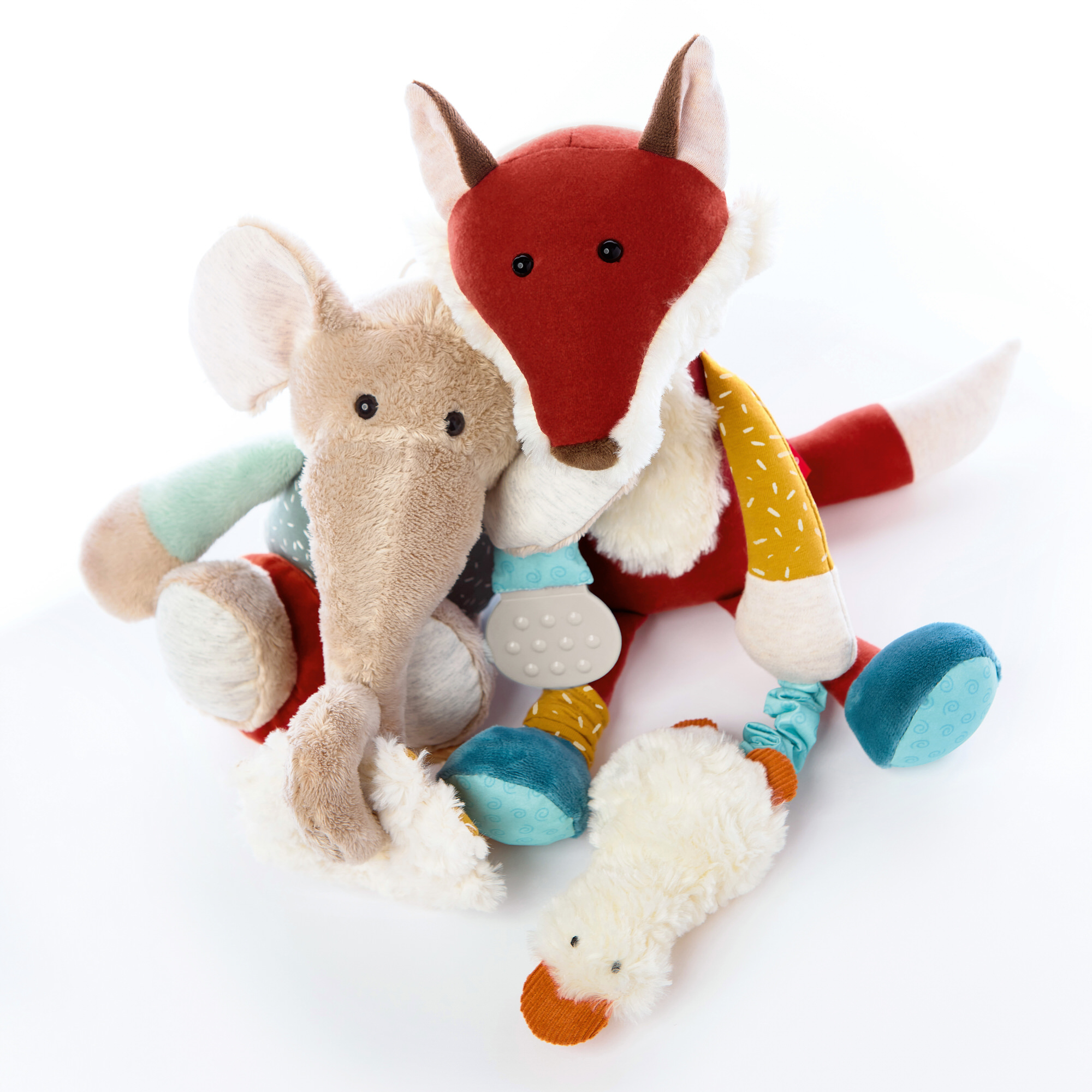 Zabawka rozwojowa Słonik z pozytywką 27 cm – szeleścik, grzechotka – sigikid