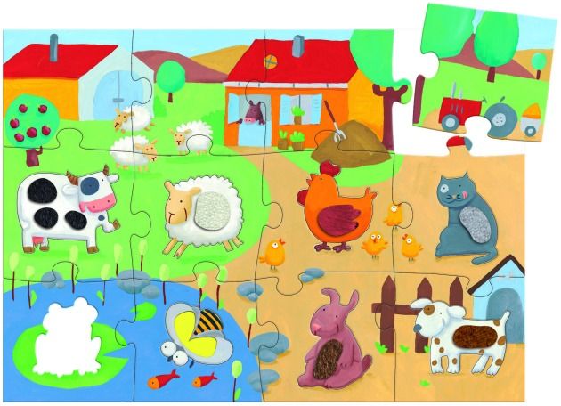 Djeco, puzzle sensoryczne duże farma
