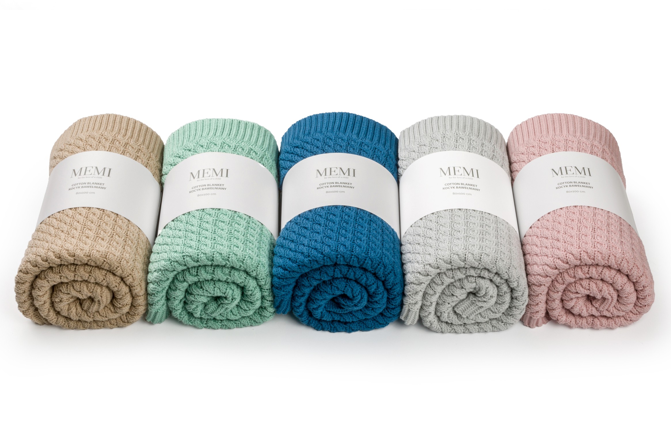 My MEMI Bawełniany kocyk warkocz 80x100 pistacjowy