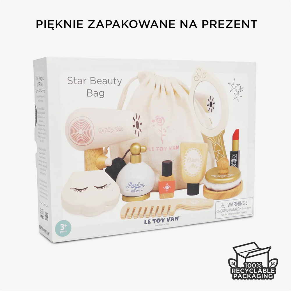 Le Toy Van Zestaw małej stylistki – drewniane kosmetyki dla dzieci do zabawy w makijaż 3+