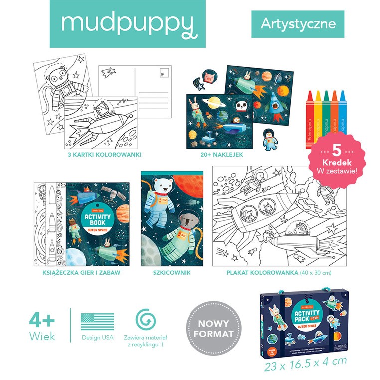 Mudpuppy Zestaw Kreatywny Kosmos Naklejki Malowanki 4+
