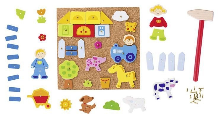 Goki, Elementy do przybijania na tablicy korkowej, farma, 52 części