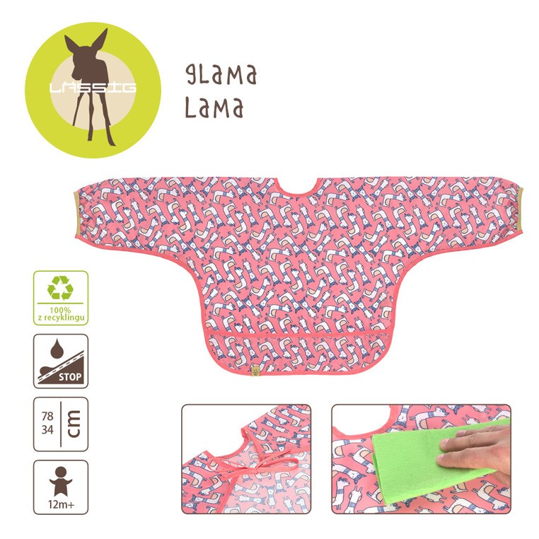Lassig Śliniak z długim rękawem Glama Lama coral 12-36m