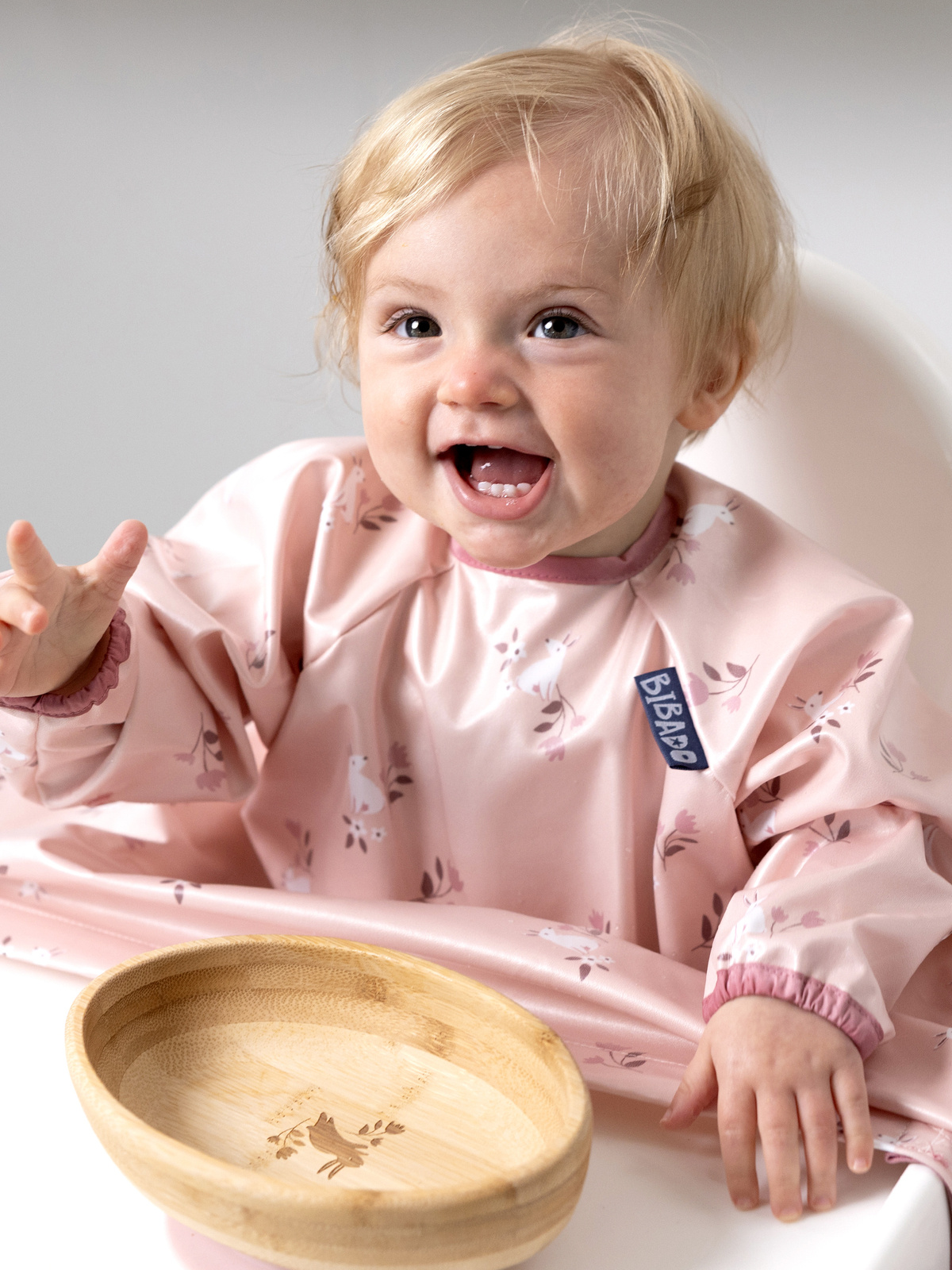 BIBaDO Wodoodporny śliniak z długim rękawem BLW 6m+