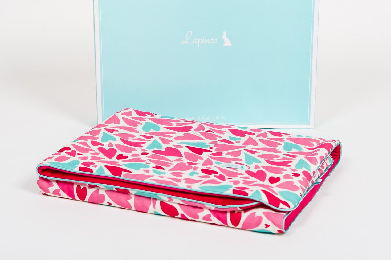 Lapinoo Kocyk w serca Bambusowy 100x80cm