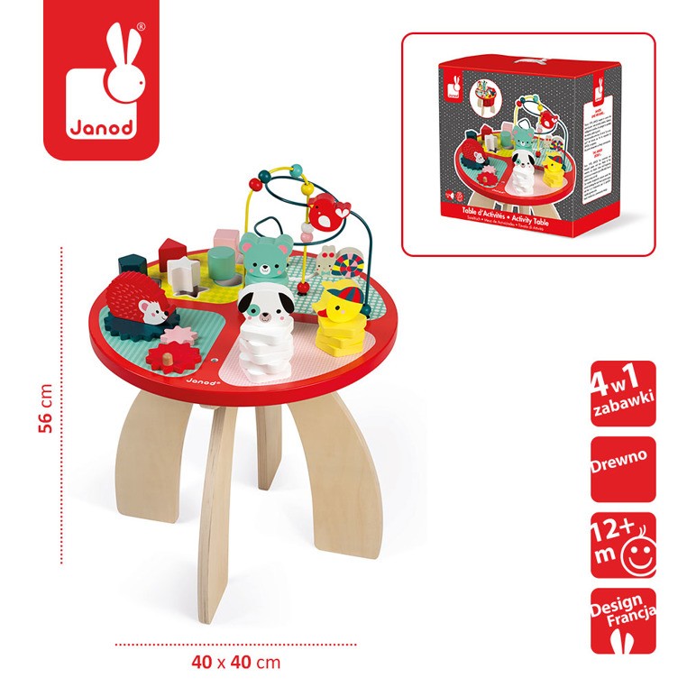 Janod Stolik Edukacyjny Baby Forest Drewniany 12m+