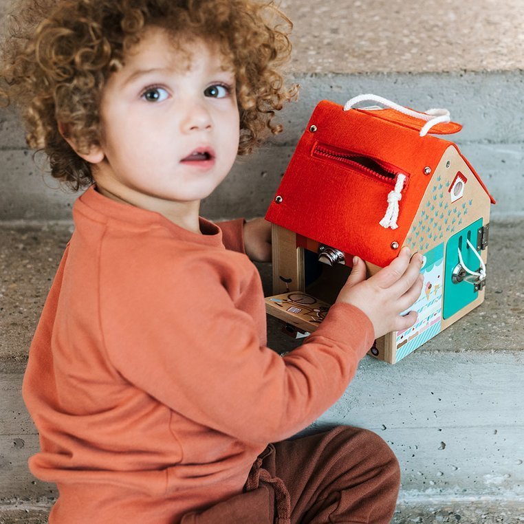 Lilliputiens, Drewniany domek manipulacyjny z zamkami Lisek Włamywacz 3 lata+