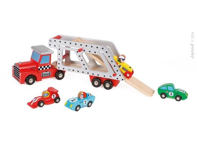 Janod Laweta Drewniana z 4 Samochodzikami 3+