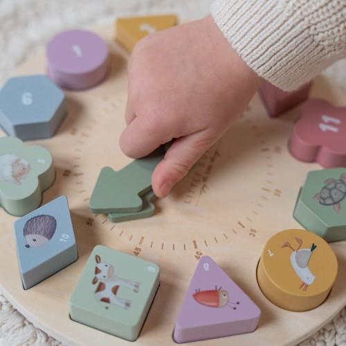 Little Dutch Drewniany zegar edukacyjny Pastelowy 1+