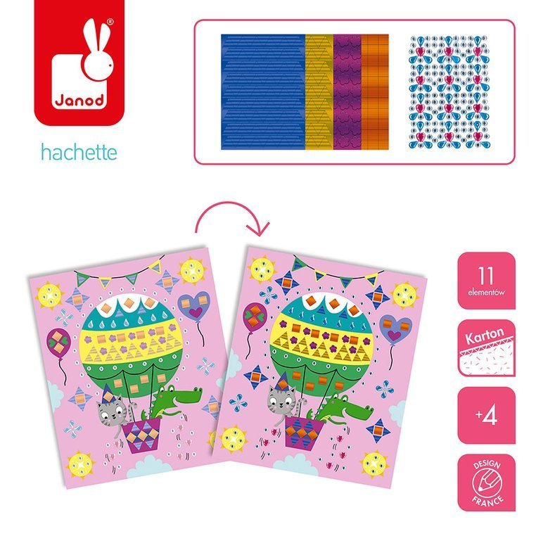 Janod Zestaw Kreatywny Kryształki i Naklejki Fiesta 4+