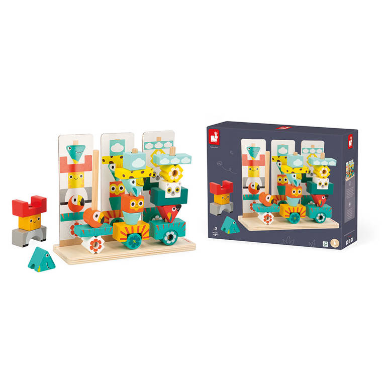 Janod Układanka Drewniana Piramida Totemy Tropik 3+