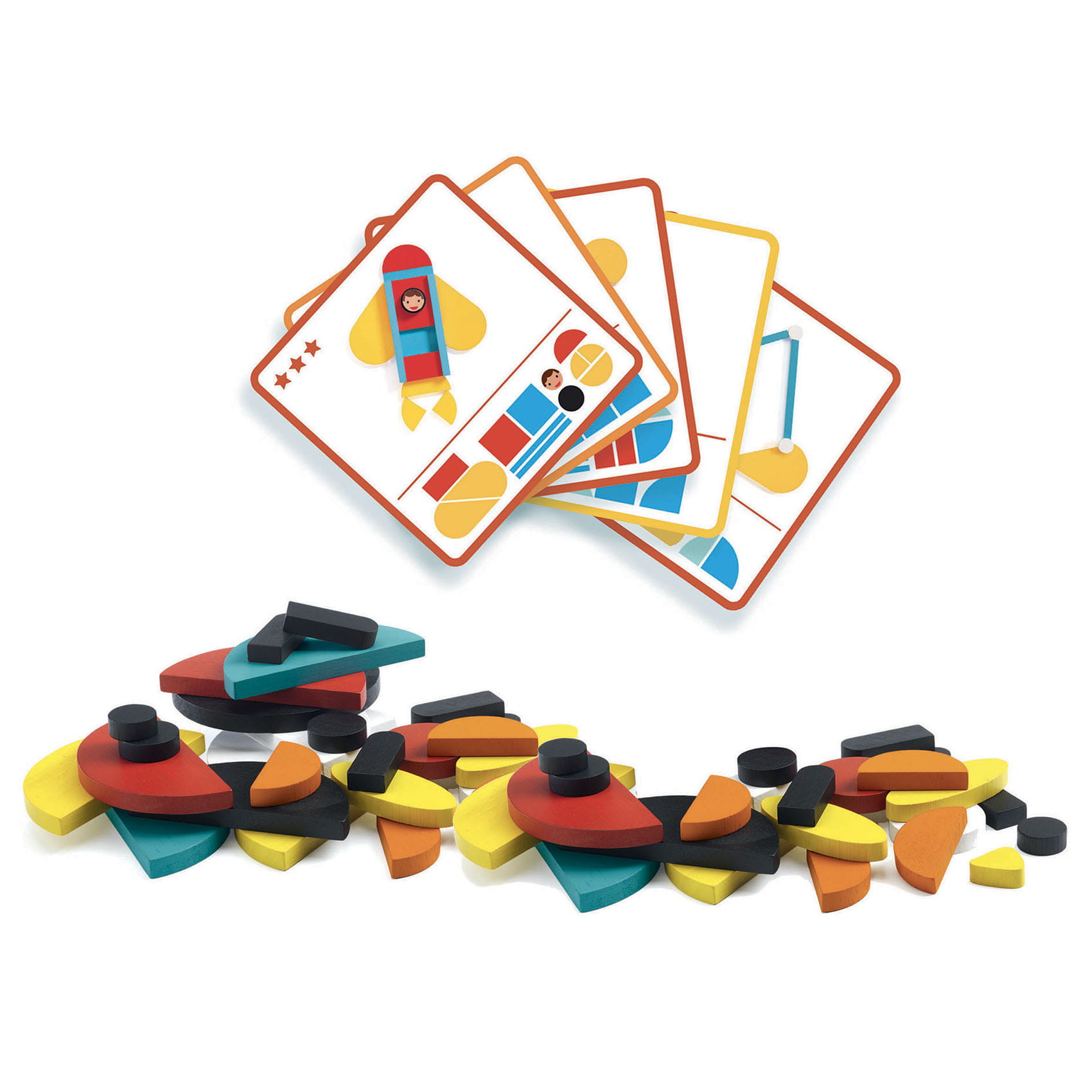 Djeco Drewniane Kształty Pojazdy 33el 3+