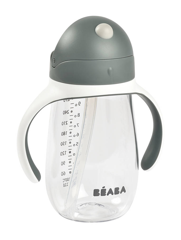 Beaba Kubek Niekapek ze Słomką 300ml Mineral Grey 8m+