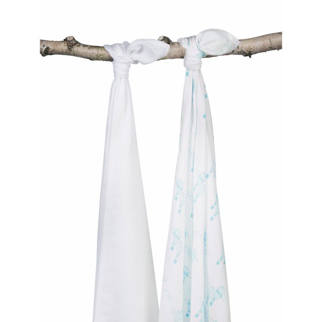 Jollein Duży Otulacz Bambusowy 115x115cm Miętowe Baloniki (2 szt.)