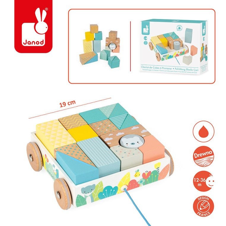 Janod Klocki Drewniane Do Ciągnięcia 30el 18m+