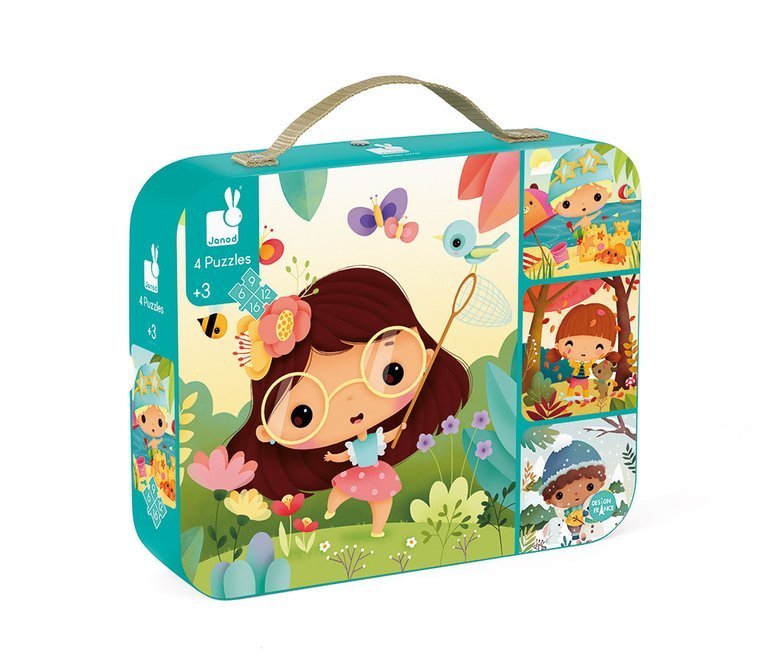 Janod Puzzle Pory Roku 4 Układanki 6-16 el. 3+