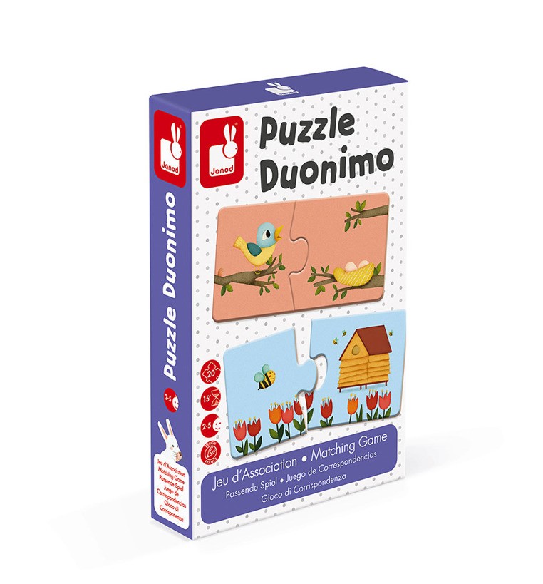Janod Dwuczęściowe puzzle Zwierzęta i domki 20el 2+