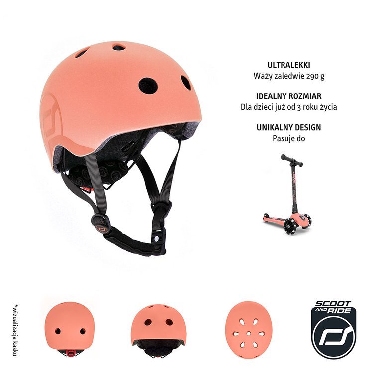 Scootandride, Kask S-M dla dzieci 3+ Peach kolekcja Icecream 2020
