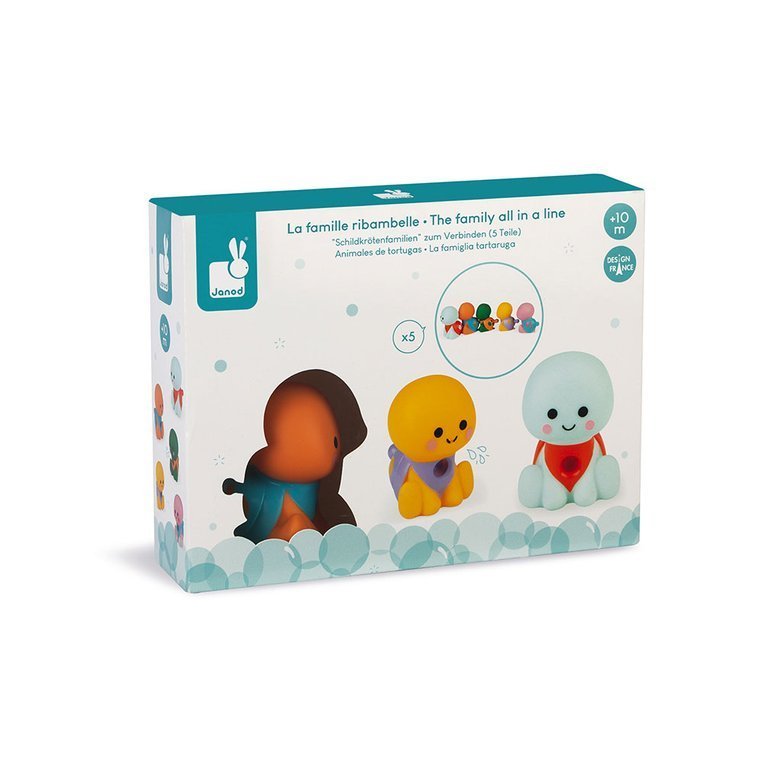Janod, Zestaw figurek do kąpieli Rodzina żółwi 5 el. 10 m+