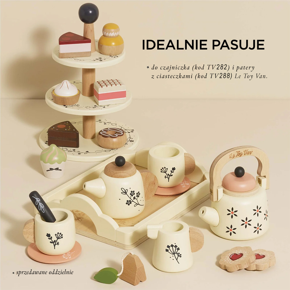 Drewniany zestaw do herbaty z akcesoriami kuchennymi (zabawka do gotowania) | Le Toy Van