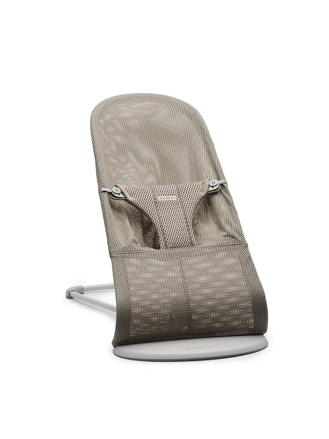BabyBjorn Leżaczek Bliss Mesh Szarobeżowy + Zabawka