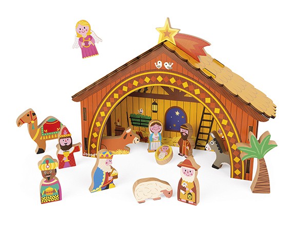 Janod Świąteczna Szopka Drewniana 15 el. 3+