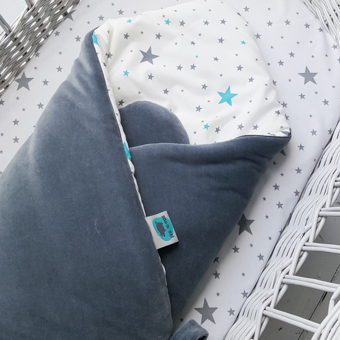 Rożek niemowlęcy GWIAZDKI & ANTRACYTOWY WELUR 3w1