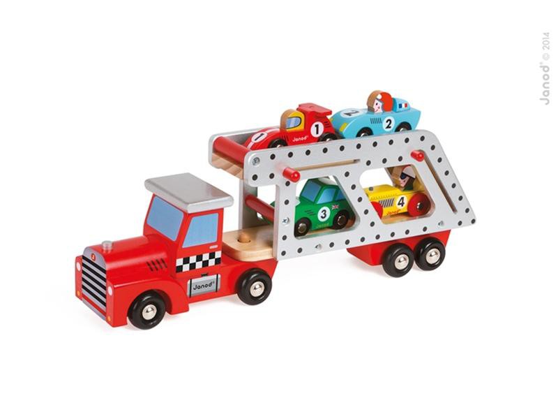 Janod Laweta Drewniana z 4 Samochodzikami 3+