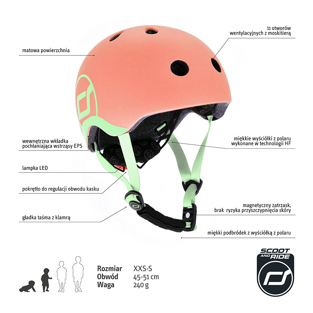 Scootandride Kask XXS-S Peach 1-5 lat