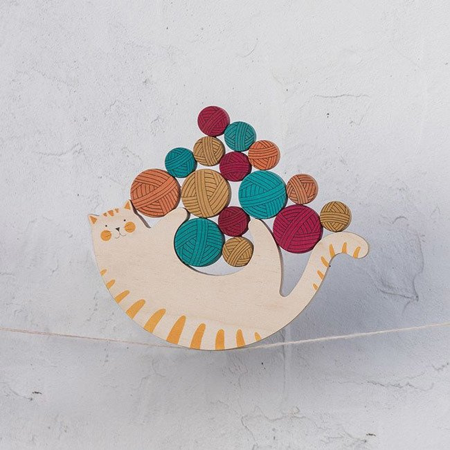 Londji Drewniana Zabawka Balansująca Kotek Meow 3+