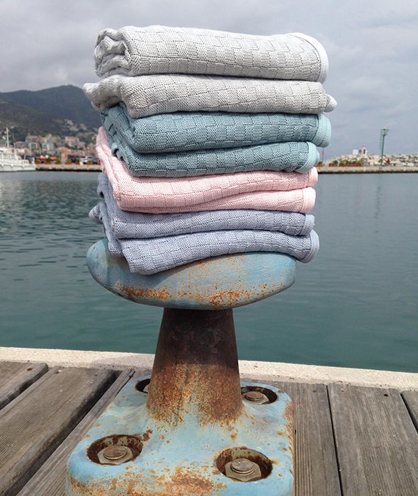 Kocyk dzianinowy Classic L - Bambus Bio (Niebieski Jeans)