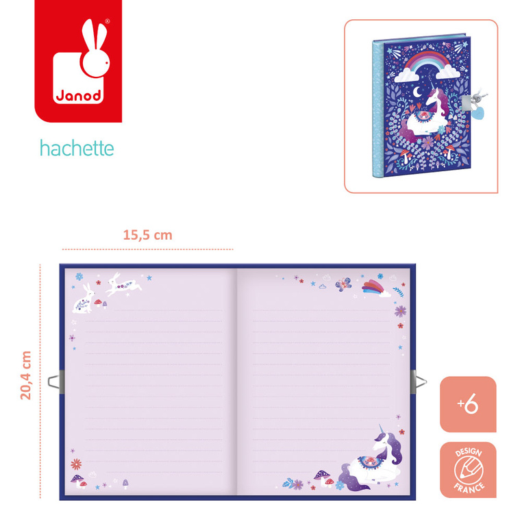 Janod Sekretny Pamiętnik na Kłódkę Jednorożce Kraina Snów 6+