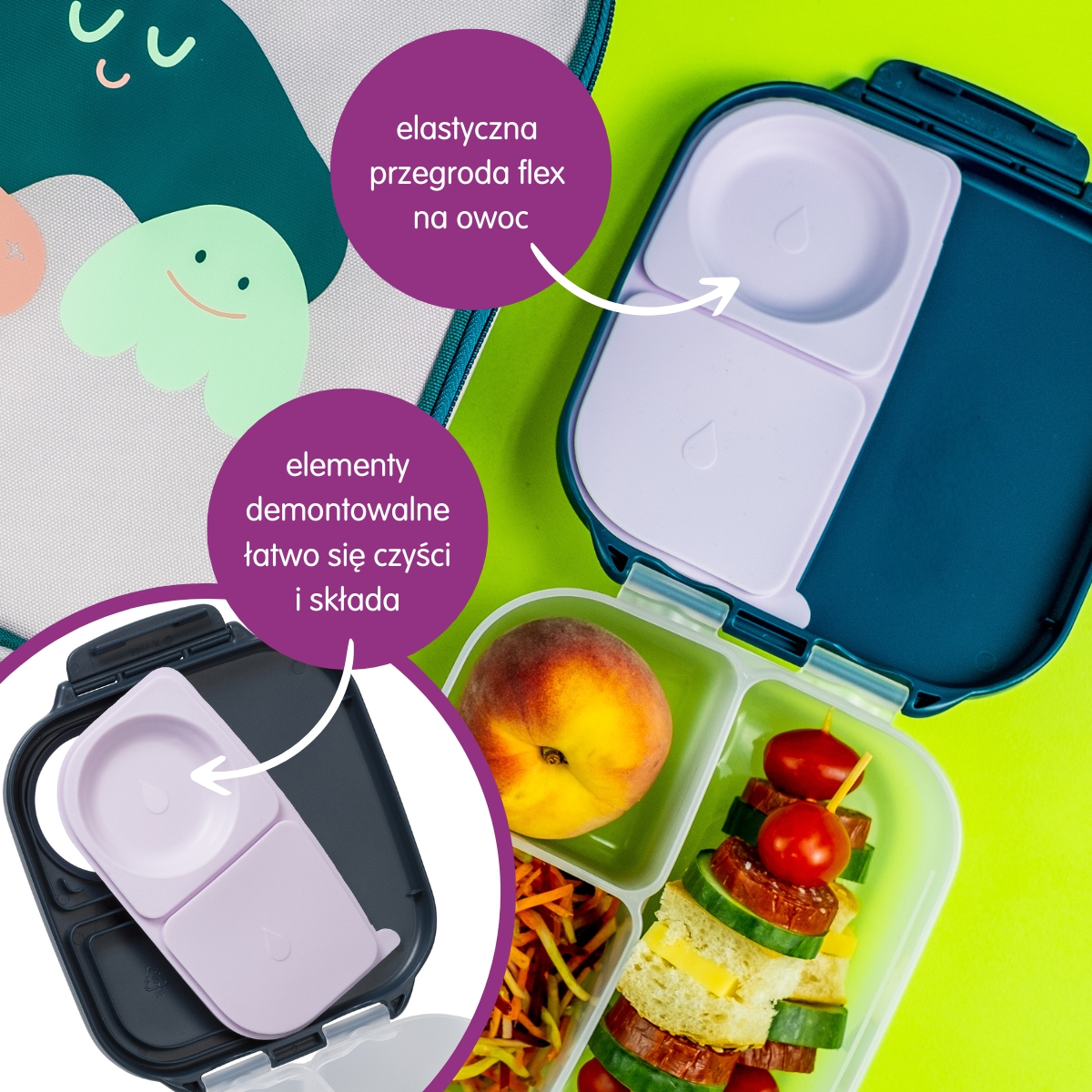 B.Box Zestaw Mini Lunchbox + Butelka Tritanowa ze słomką 450ml Spearmint 3+