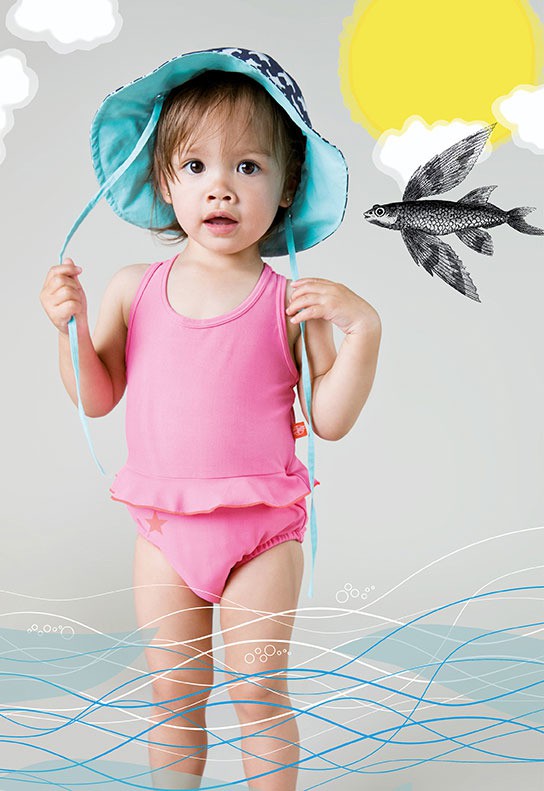 Lassig, kostium do pływania jednoczęściowy z pieluszką Light pink, UV 50+, 0-6 mcy