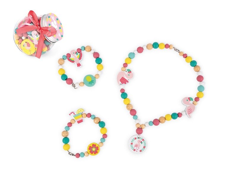 Janod Drewniane Koraliki Flamingi 6+ Zestaw Biżuterii