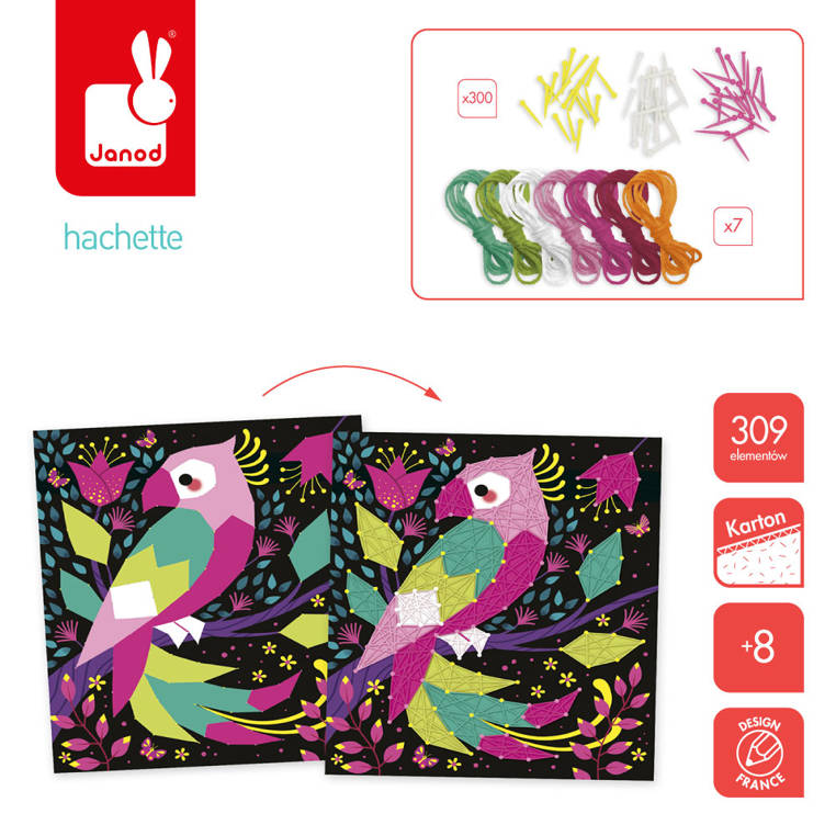 Janod Zestaw Kreatywny String Art Zwierzęta 8+