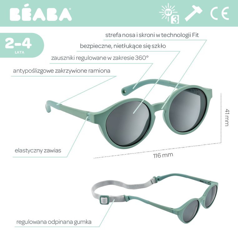 Beaba Okulary przeciwsłoneczne 2-4 lata Tropical green